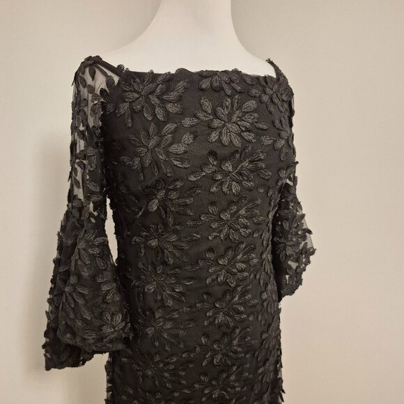 Lauren Flower Applique Witchy Cocktail Dress with Bell Sleeves - Picture 3 of 11